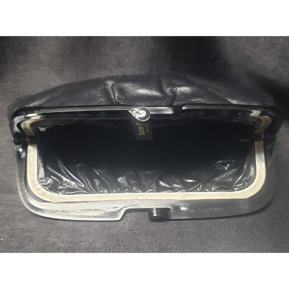 Vintage Genuine Leather Made In Italy Black Clutch Hand Held Purse - Picture 4 of 9